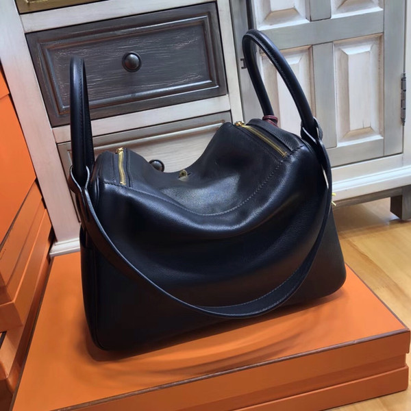 Hermes Black Lindy 30 Swift Gold Hardware