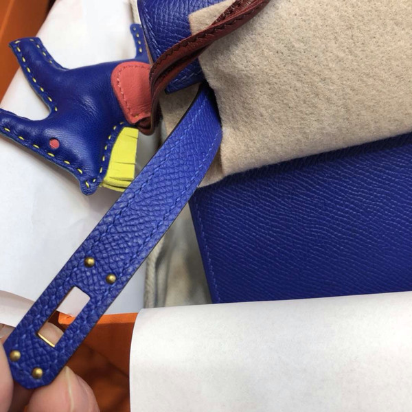 Hermès 7T Blue Electric Mini Kelly Pochette Epsom leather Gold hardware