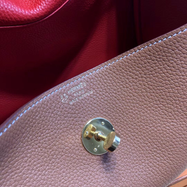 Hermes Gold/Rouge Tomate Lindy 30  Togo Gold Hardware