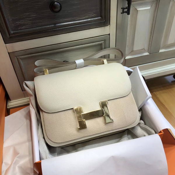 Hermes 10 craie Constance 24 Epsom bag with Gold Hardwares
