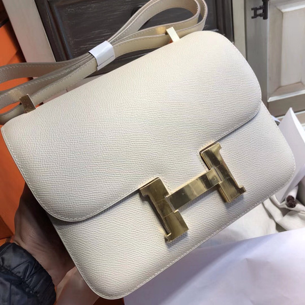Hermes 10 craie Constance 24 Epsom bag with Gold Hardwares