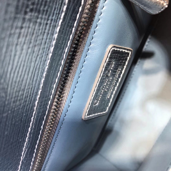 Christian Dior My Lady Dior bag in silver-tone grained leather 'Cannage' topstitching