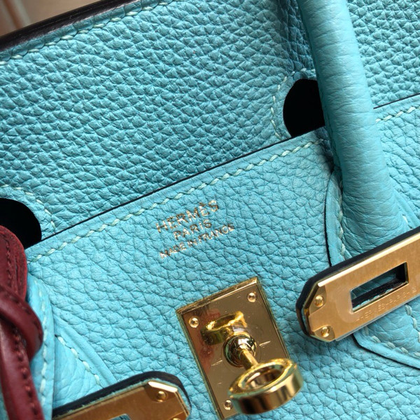 Hermes Blue Atoll 3P Birkin 25cm Togo Gold Hardware