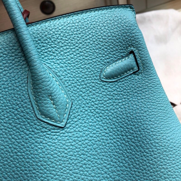 Hermes Blue Atoll 3P Birkin 25cm Togo Gold Hardware