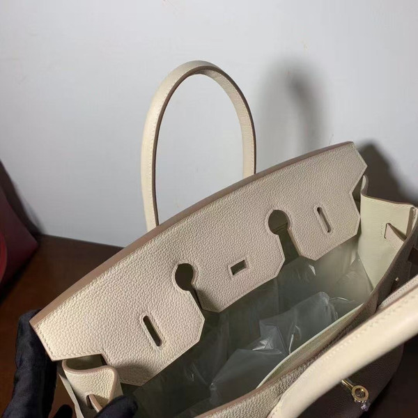 Hermès  10 craie Birkin 35  Togo Leather Gold Hardware
