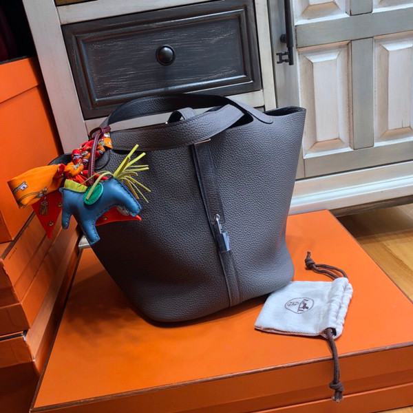 Hermes 8F Etain Picotin Lock MM Togo Leather Bag