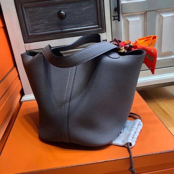 Hermes 8F Etain Picotin Lock MM Togo Leather Bag