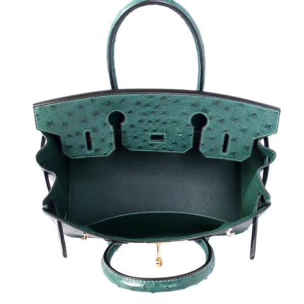 Hermes  6I Emerald Green Birkin Bag 30cm KK Ostrich Leather Gold Hardware