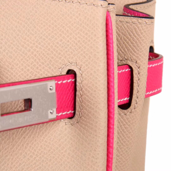 Hermes Bi-Colour CK81 Gris Tourterelle / E5 Rose Tyrien Birkin 30 cm Epsom Palladium  Hardware