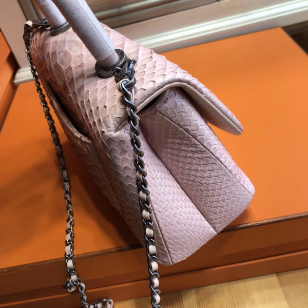 Chanel Pink Python Flap Bag with top handle