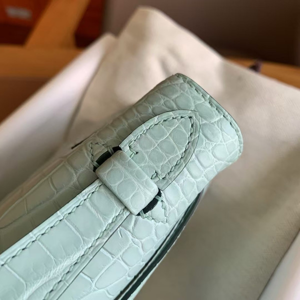 Hermes Mint Mini Kelly Pochette Crocodile Niloticus with Palladium Hardware