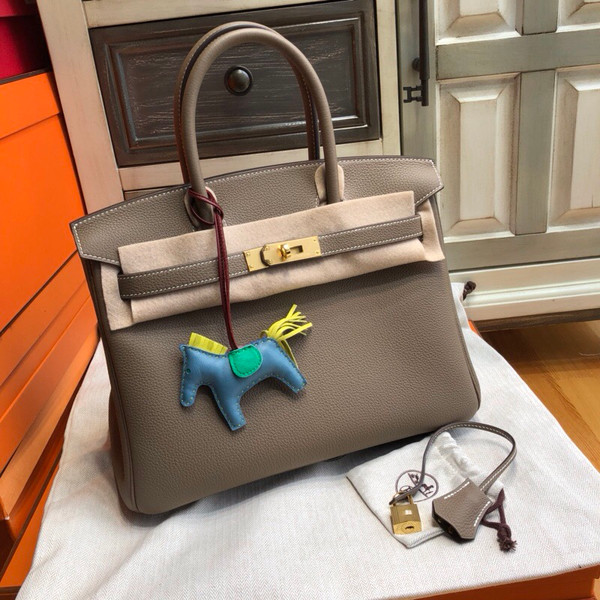 Hermès 18 Etoupe Birkin 30 cm Togo Leather Gold Hardware