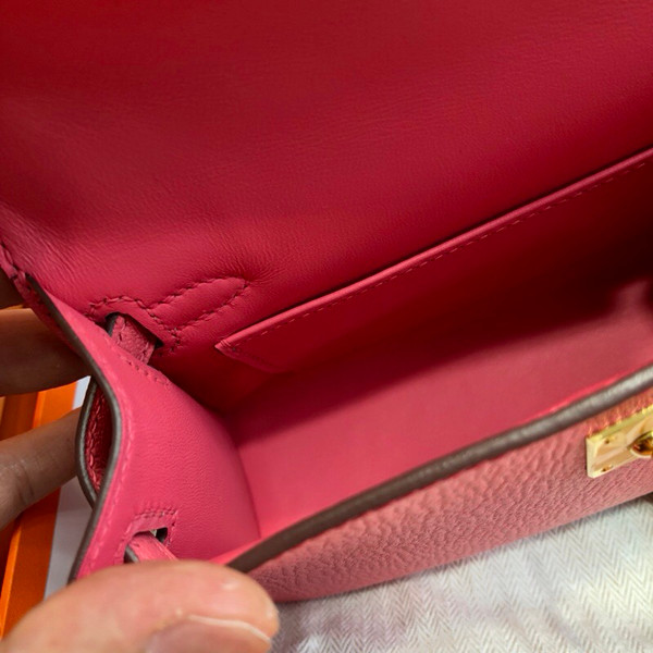 Hermes U5 Rose Lipstick  Mini Kelly II 20 Epsom calf Gold Hardware