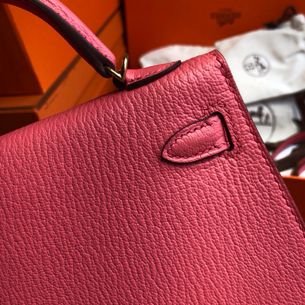 Hermes U5 Rose Lipstick  Mini Kelly II 20 Epsom calf Gold Hardware