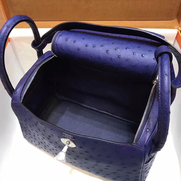 Hermes  BLUE IRIS Lindy 26 Ostrich  Palladium HW