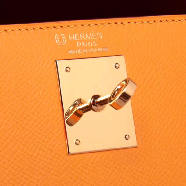 Hermes Special Order Bi-Colours 9V Jaune d'Or / T5 Rose Jaipur Kelly 28 cm Epsom Gold Hardware