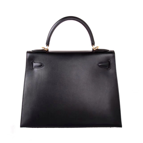 Hermes Black Kelly 25 cm Box Calf Gold Hardware