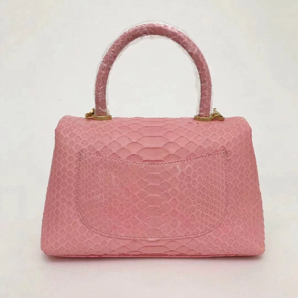 Chanel Small Pink Python Flap Bag With Top Handle