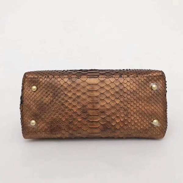 Chanel Small Gold Python Flap Bag With Top Handle