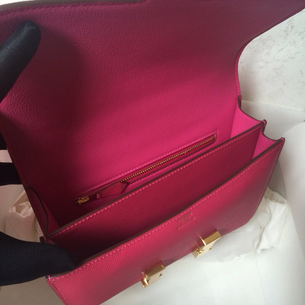 Hermes E5 Rose Tyrien Epsom leather 18cm Gold Hardware