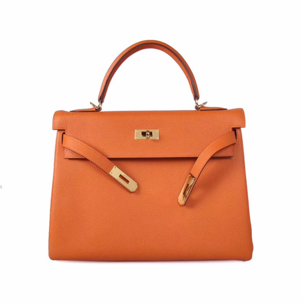 Hermès Orange Kelly 25 Epsom Leather Gold Hardware
