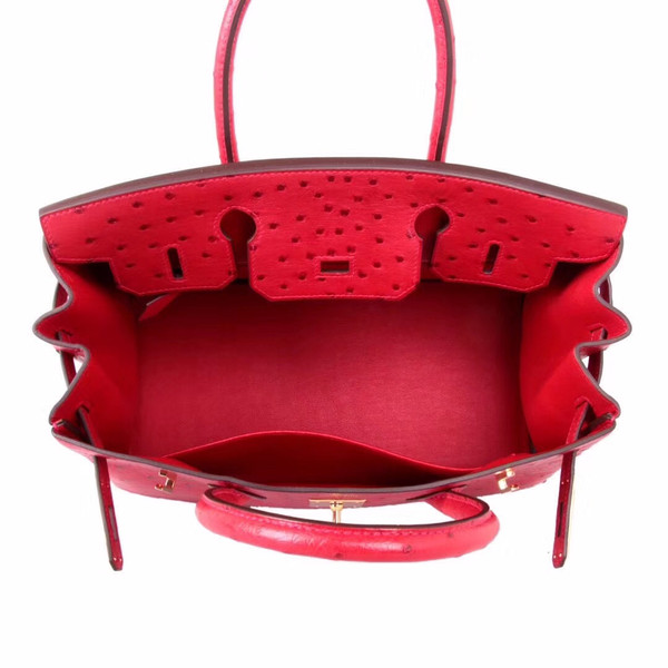Hermes Rouge Vip  Birkin Bag 25cm KK Ostrich Leather Gold Hardware