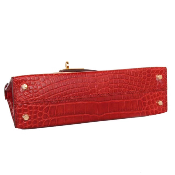 Hermès Mini Kelly  D5 Géranuim Crocodile Bag Gold Hardware