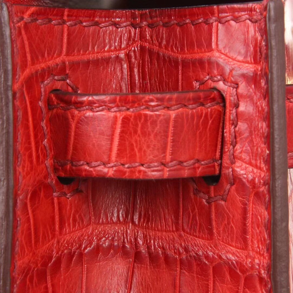 Hermès Mini Kelly  D5 Géranuim Crocodile Bag Gold Hardware