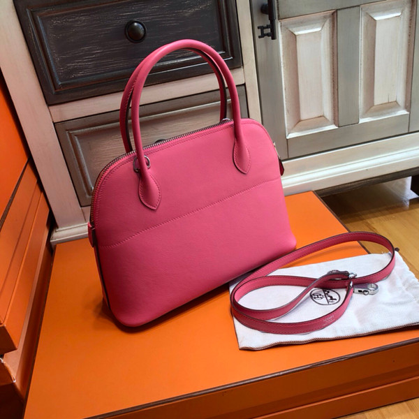 Hermes 8W Rose Azalee Bolide 27cm Bag Swift Leather