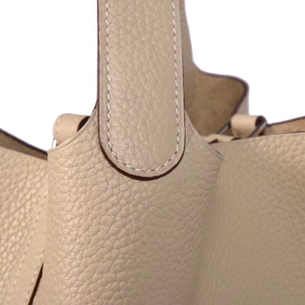 Hermes 81 Gris Picotin Lock MM Togo Leather Bag
