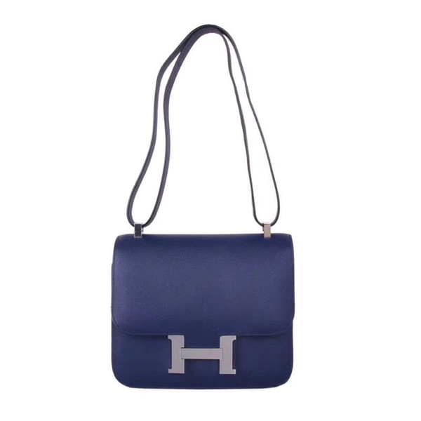 Hermes Blue Saphir CK73 Constance Togo leather 18cm Palladium Hardware