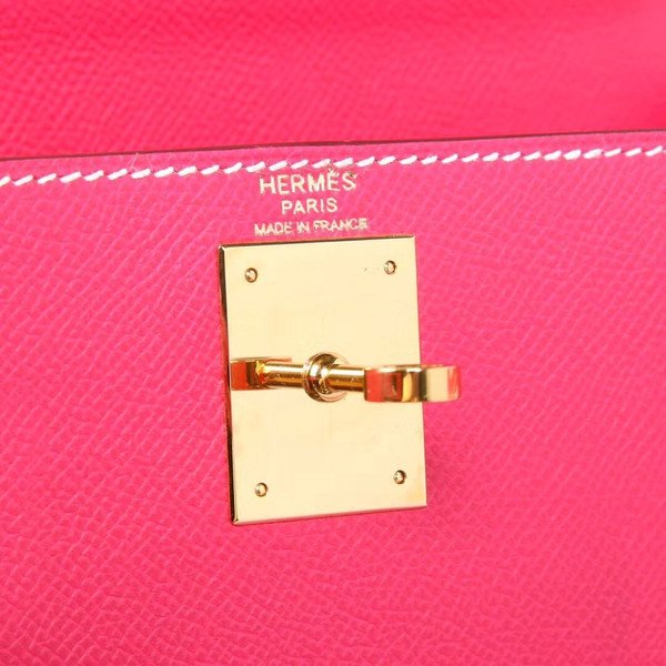 Hermes E5 Rose Tyrien  Kelly 28 cm Epsom Gold Hardware