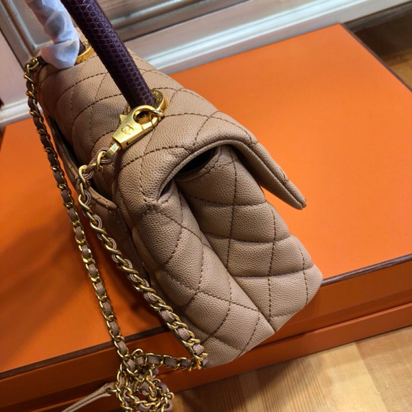 Chanel Nude Calfskin/Lizard Coco Handle Bag