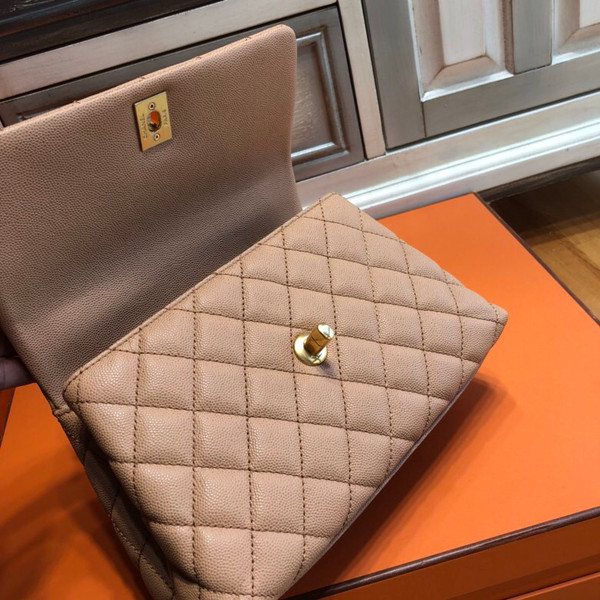 Chanel Nude Calfskin/Lizard Coco Handle Bag