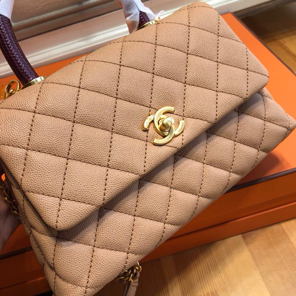 Chanel Nude Calfskin/Lizard Coco Handle Bag