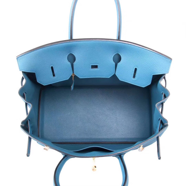 Hermès  75 Blue Jean 35  Togo Leather Gold Hardware