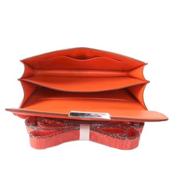 Hermes CK 93 Orange Constance 24cm  Lizard Gold Hardware