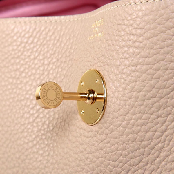 Hermes Gris Tourterelle/ Pink Sakura Lindy 30  Togo Gold HW