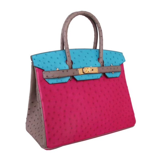 Hermes  Tri Colour Birkin Bag 30cm KK Ostrich Leather Gold Hardware