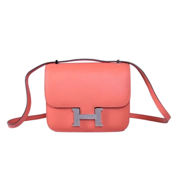 Hermes Pink Flamingo Constance 24 Epsom bag with Palladium Hardwares