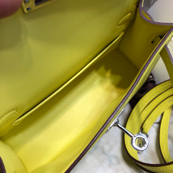 Hermes  C9 Soupre Yellow Mini Kelly II 20 Epsom  Palladium Hardware