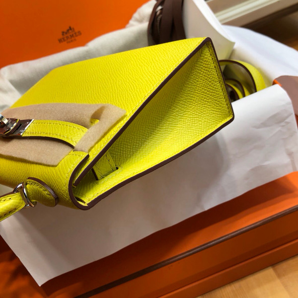 Hermes  C9 Soupre Yellow Mini Kelly II 20 Epsom  Palladium Hardware