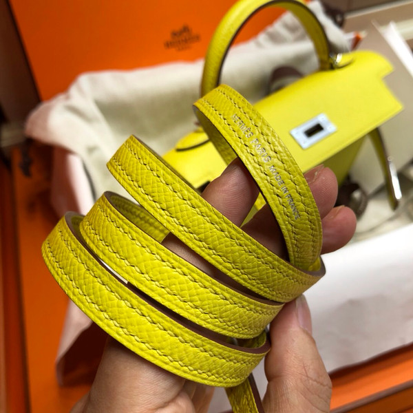 Hermes  C9 Soupre Yellow Mini Kelly II 20 Epsom  Palladium Hardware