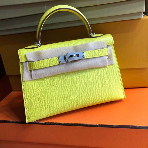 Hermes  C9 Soupre Yellow Mini Kelly II 20 Epsom  Palladium Hardware