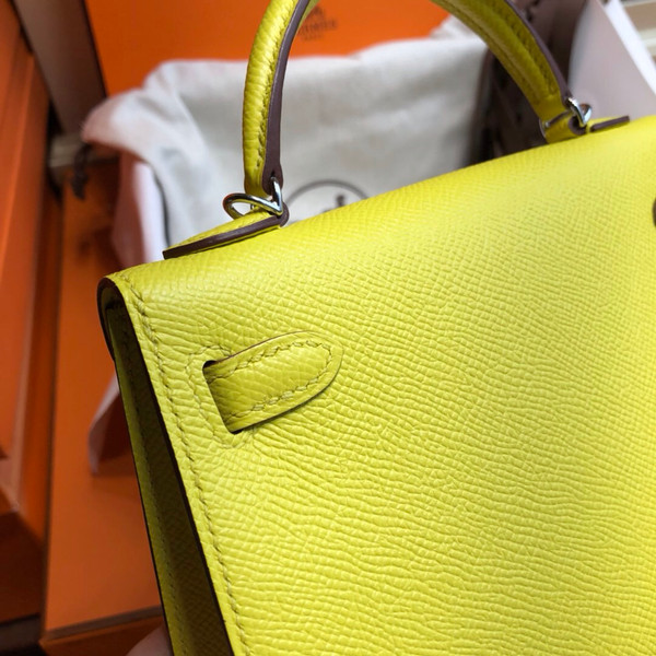 Hermes  C9 Soupre Yellow Mini Kelly II 20 Epsom  Palladium Hardware