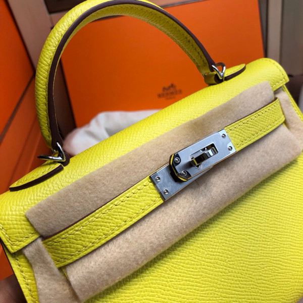 Hermes  C9 Soupre Yellow Mini Kelly II 20 Epsom  Palladium Hardware