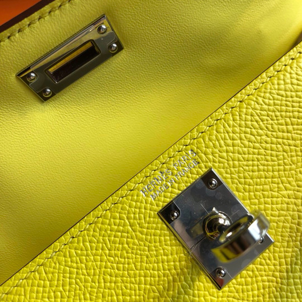 Hermes  C9 Soupre Yellow Mini Kelly II 20 Epsom  Palladium Hardware