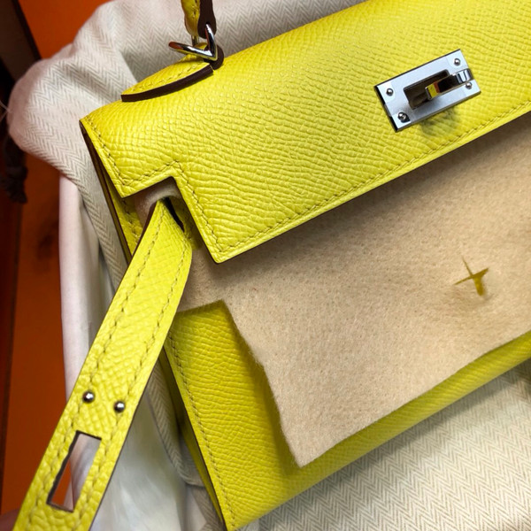 Hermes  C9 Soupre Yellow Mini Kelly II 20 Epsom  Palladium Hardware