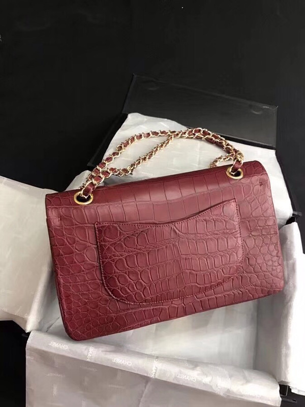 Chanel Red Matte Alligator Classic Flap Bag