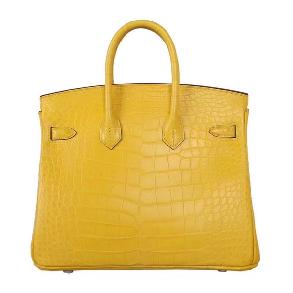 Hermes Soleil Yellow Birkin Bag 25cm Niloticus Crocodile Leather Gold Hardware